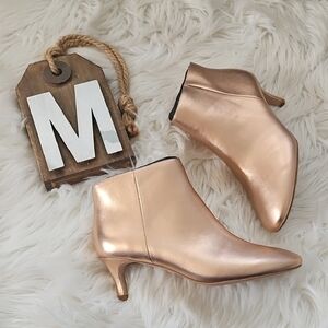 Shoes of Prey Mercer Metallic Rose Gold Ankle Booties NIB